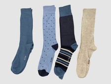 Alfani Men's 4-Pair Pack Gray Blue Print Crew Textured Dress Socks Shoe 7-12