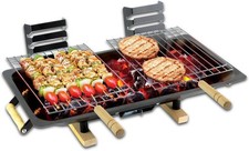 Image of Portable Steel Hibachi BBQ Grill For Gardens Picnics Beach Camping Outdoor Charc