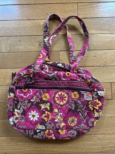 Vera Bradley Carnaby Diaper Shoulder Tote Bag Red Pink Brown Floral - Retired - Picture 3 of 4