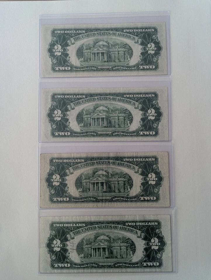 US Two, 1953C $2 Bills Lightly Circulated, Two 1953C Unc $2 Bill, Red Seal - Image 2 of 2