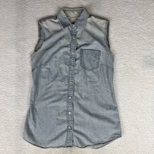 J.CREW Denim Vest Womens XS Workwear Barn Chore Gorpcore Sleeveless Jacket