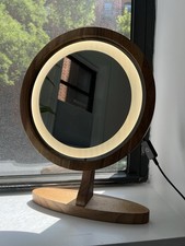 Espejo de tocador ucraniano hecho a mano con luz LED espejo de maquillaje de mesa de madera de nogal