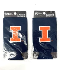 WOW! 2 Illinois Illini SLIM CAN Cooler Koozies IPG Team Sports & FAST FREE SHIP!