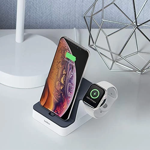 BELKIN 2-IN-1 IPHONE & APPLE WATCH CHARGING DOCK - F8J237V2 - WHITE - Image 2 of 4