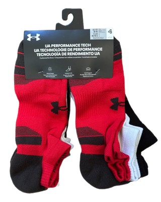 6 Paar Under armour Ua Performance Tech No-Show Socken Rot Ast Dunkelgrau Groß