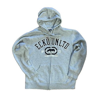 Men's Medium vintage Ecko Unltd grey full-zip hoodie