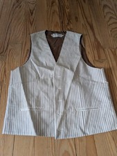 Gilet de valet de  service vintage vêtement travail Bragard France rayé brun T46