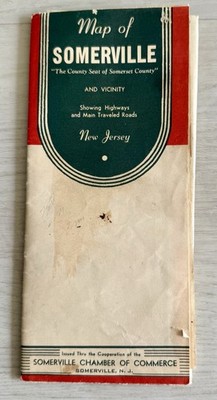 VINTAGE Map of Somerville NJ & Vicinity - 1941 - Opdyke Map Company -
