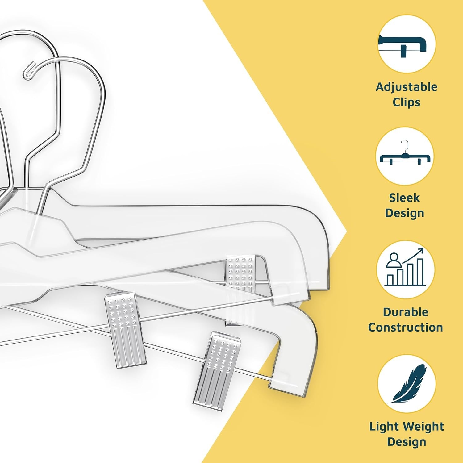 Clear Plastic Hangers 12 Pieces 14" NoSlip Closet Organize 360° Hook Clips Clear