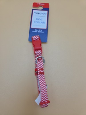 Top Paw Dog Collar Chevron Red & White Nylon Adjustable XSmall 8-12 in. NWT