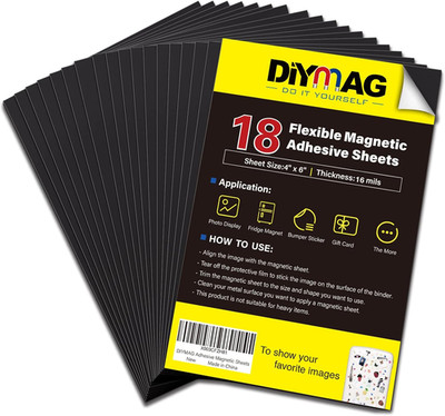 Adhesive Magnetic Sheets, |4'' X 6''| 18 Packs, Flexible Magnet Sheets with Adhesi