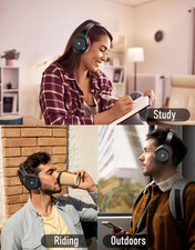 Bluetooth Headphones Microphone Wireless over Ear 3 EQ Modes 70H Playtime Black