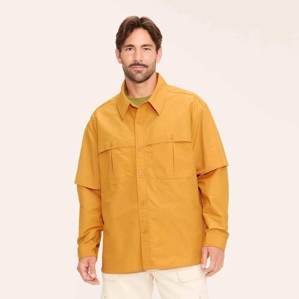 Men's Long Sleeve Button-Down Fishing Shirt - Woolrich Gold S (0008)
