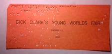 Rare 1966 Dick Clark's Young World's Fair Ticket Stub Chicago Punch Card