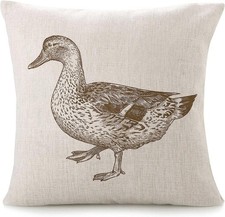 18x18 Linen Pillow Cover featuring Vintage Mallard Duck - Perfect for Couch