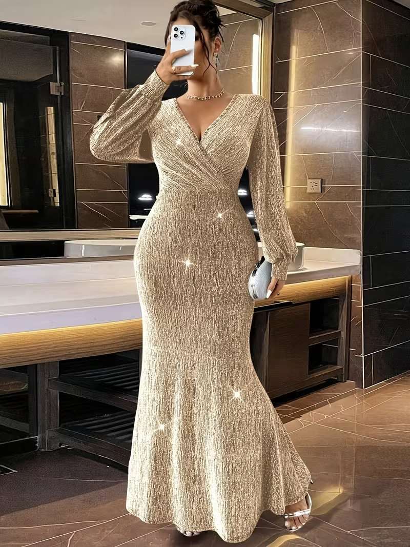 Plus size fishtail mermaid dress • long sleeve • sparkle knit • 3xl 4xl nwt