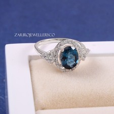 London Blue Topaz, 925 Sterling Silver, Engagement Ring, Blue Topaz Ring