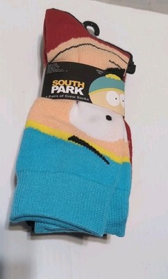 South Park 3 Pairs Crew Socks Characters Eric Kyle Kenny Stan Comedy Sz 6-12
