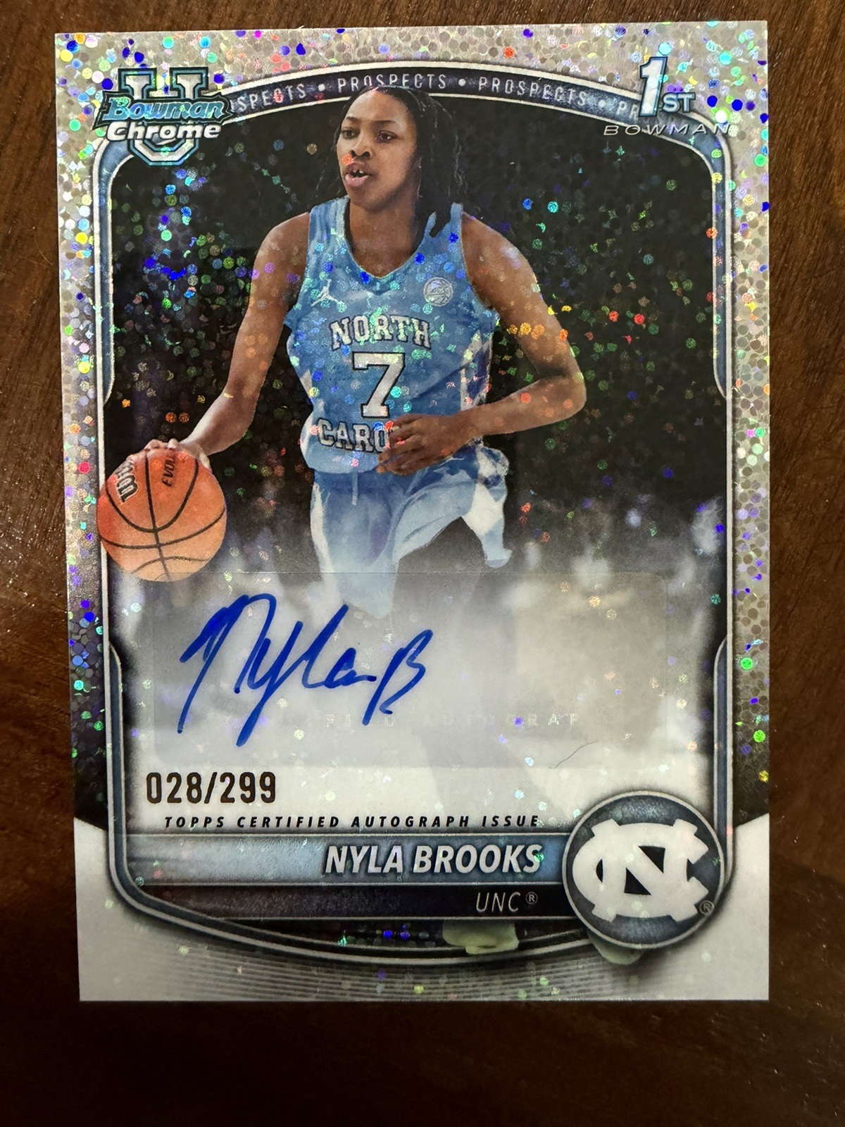 2025-26 Bowman Chrome Nyla Brooks #CPA-NR Speckle Refractor /299 Auto