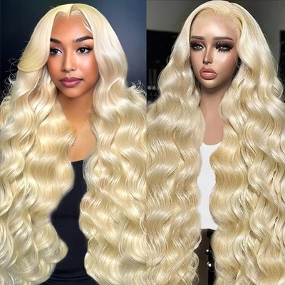 KEGOO 613 13x6 Lace Front Wig Human Hair 28 Inch Blonde Wig Human Hair 200 De...