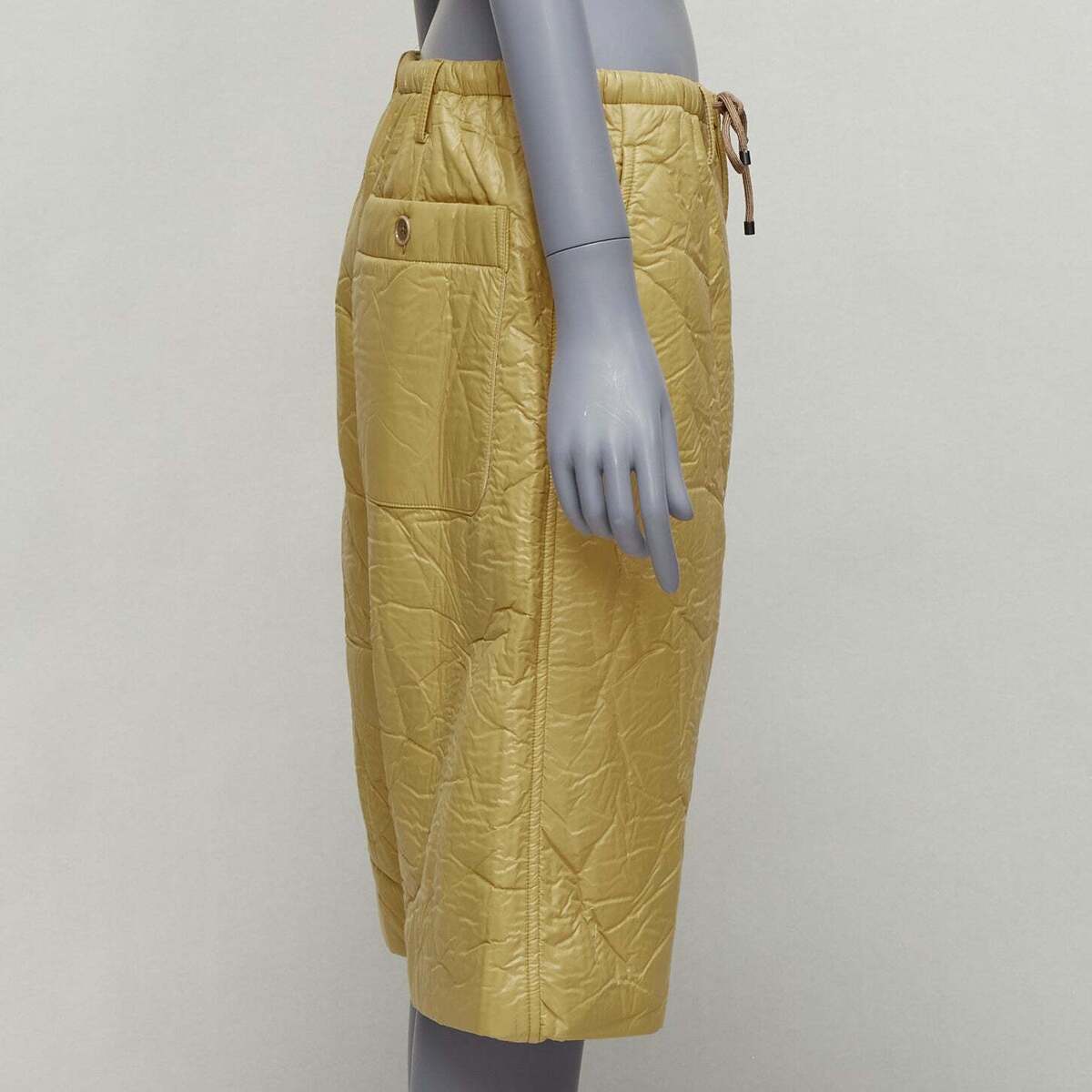 DRIES VAN NOTEN khaki crinkle padded drawstring wide leg DRIES VAN NOTEN khaki crinkle padded drawstring wide leg