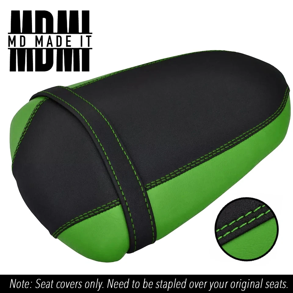 JUEGO FUNDAS ASIENTO VINILO AGARRE PERSONALIZADO NEGRO Y VERDE PARA KAWASAKI NINJA 250 08-12 Foto 3 de 4