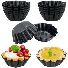14PCS Egg Tart Molds Non Stick Mini Tart Pans 2.6-Inch Fluted Mini Pie Pans f...