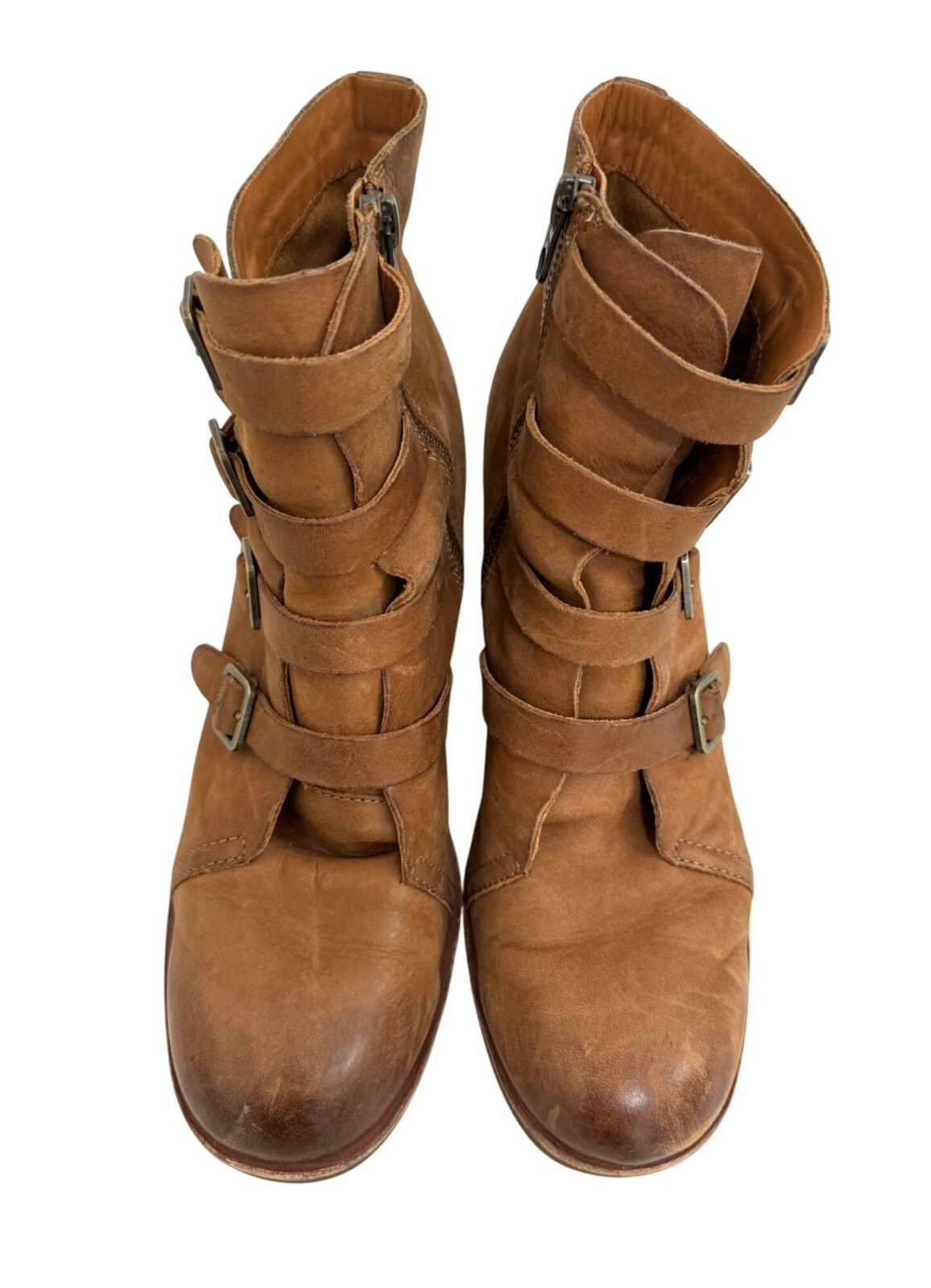 Kork Ease Dee chunky heeled Ankle leather boots grunge tan Y2K 90s sz 9