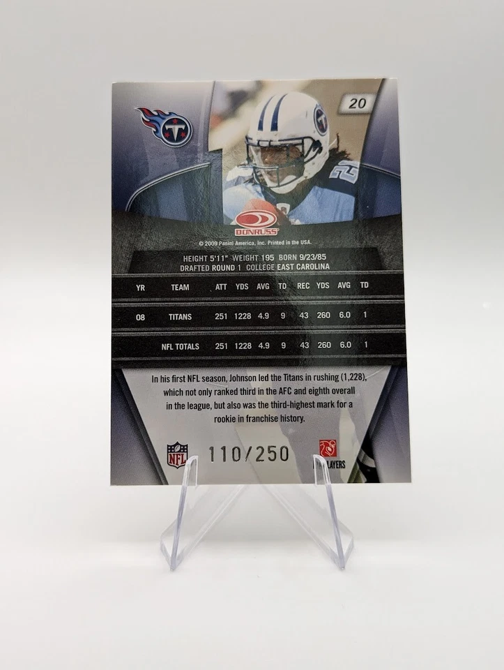 Chris Johnson 2009 Donruss Gridiron Gear Silver O's SP /250 #20 Titans - Image 2 of 2