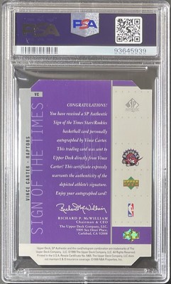 Vince Carter 1998-99 SP Authentic RC Sign Of The Times