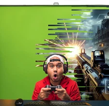 [Wide Version]  Green Screen Extra Large Backdrop 78" L X 78" W - Free Standing,