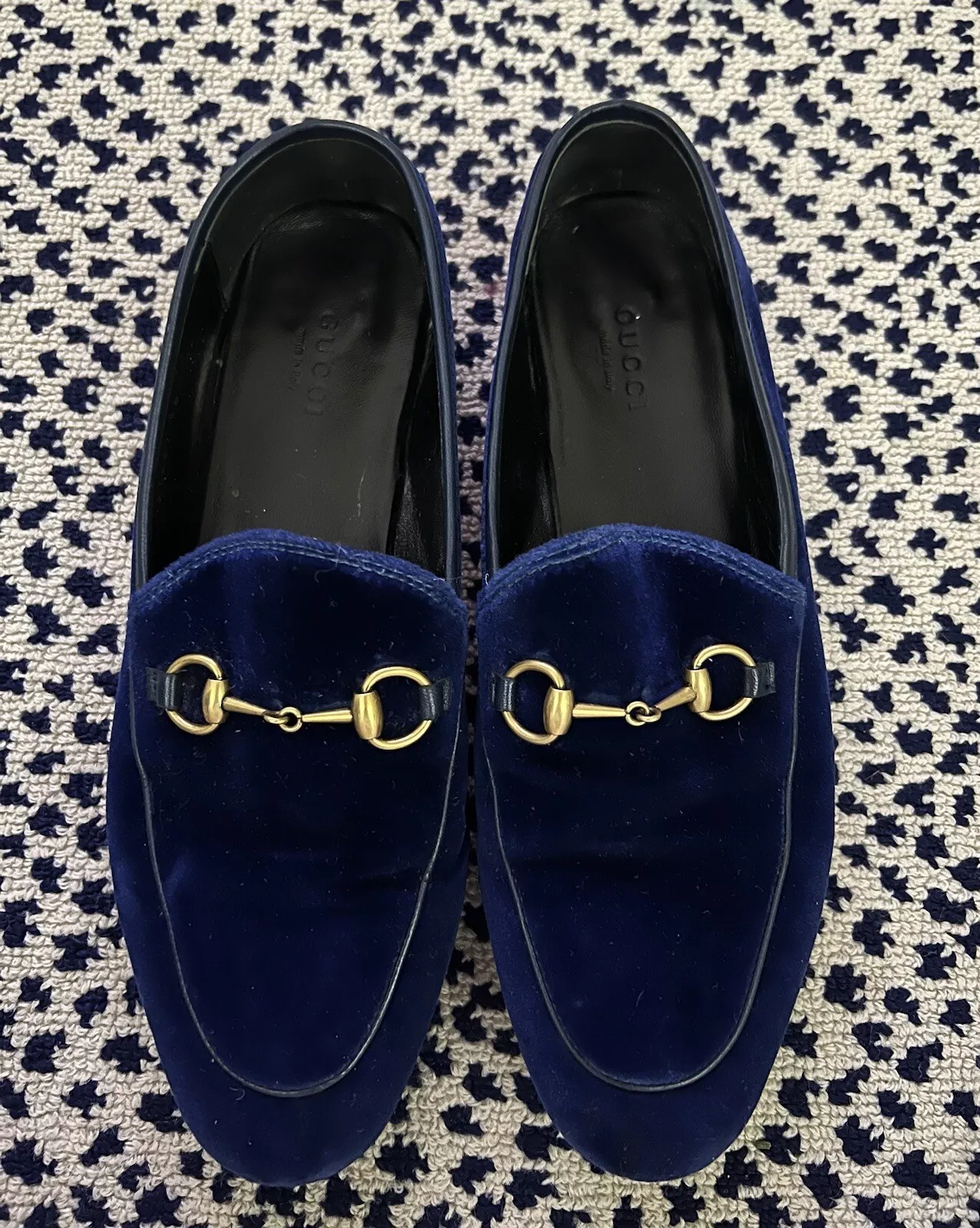 Mocassins Gucci Jordaan en daim bleu 38 (bas refaits)
