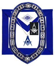 MASONIC BLUE LODGE OFFICER SENIOR DEACON APRON SILVER CHAIN COLLAR AND JEWEL