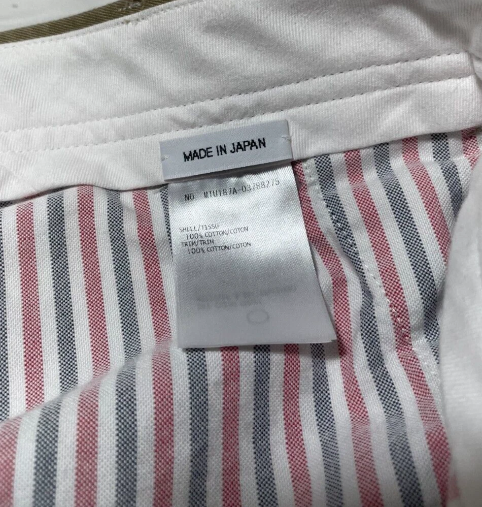 Thom Browne Pantalone Chino Uomo Logo Tab Cotone Twill Marrone Cammello Taglia 3 (35 x 29)