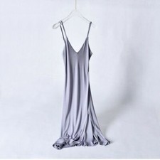 Ladies Casual Silky Dress Camisole Strappy Nightdress V-neck Petticoat Split New