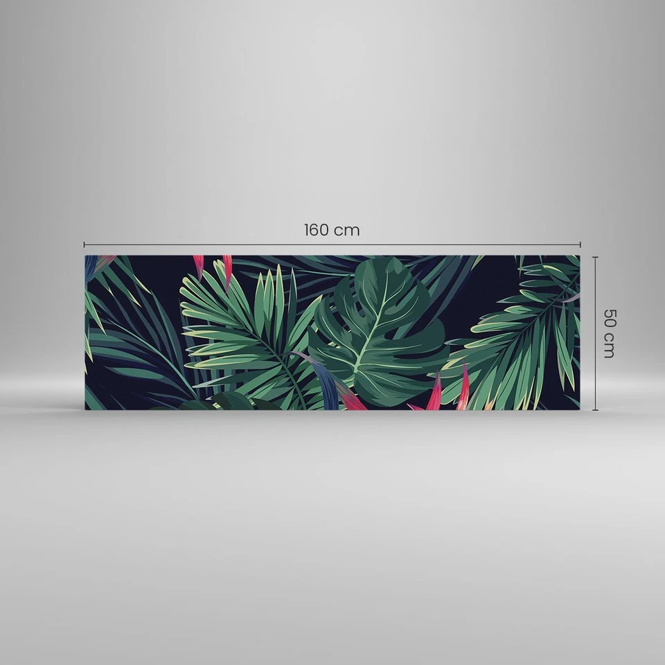Wandbilder 160x50cm Glasbild Exotisch Blumen Blätter XXL Bilder Art Wanddeko - Bild 3 von 4