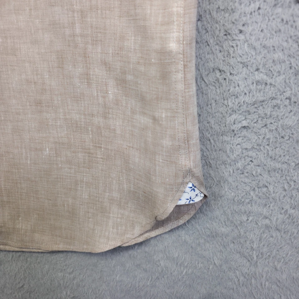 Camisa de lino Joseph Abboud para hombre XL tostada texturizada clásica costa playa vacaciones Foto 4 de 4