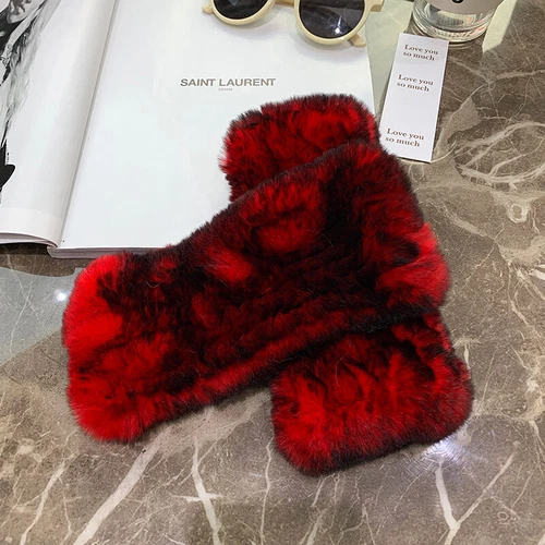 Womens Winter Real Rabbit Fur Gloves Knitted Stretch Fingerless Mitten Gloves - Picture 72 of 102