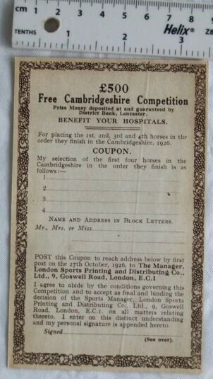 1926 £500 free Cambridgeshire Competition form