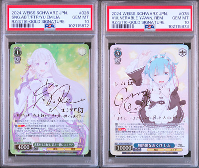 PSA 10 Weiss Schwarz Signed Rem Emilia Re:Zero RZ/S11-078 SP