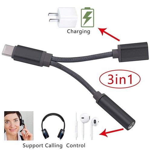 USB-C Type C To 3.5mm Aux Audio Charging Cable Adapter Splitter Headphone Jack - Picture 7 of 24