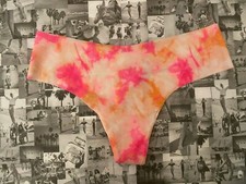 NWT Victoria's Secret Pink No Show Seamless Thong Peach Tint Tie Dye Medium M