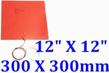Silicone Heater 3D Printer Heated Bed Build Plate 12" X 12" 24V 500W Thermistor