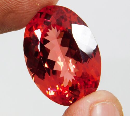 Zafiro Padparadscha genuino natural impecable 37,80 quilates forma ovalada piedra preciosa - Imagen 5 de 17