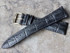 Dark Grey alligator pattern 20mm leather watch band Hirsch great color  texture