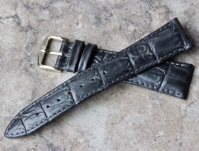Dark Grey alligator pattern 20mm leather watch band Hirsch great color & texture