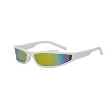 Wrap Around White Swift Narrow Frame Futuristic Sport Rainbow Rave Sunglasses