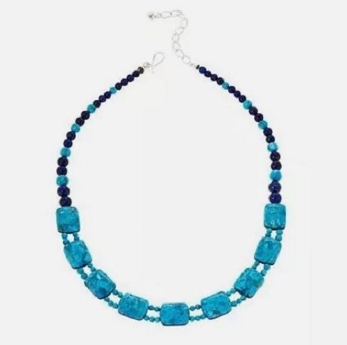 Collar reversible Jay King de plata de ley de 18" turquesa y lapislázuli azul - Imagen 1 de 3