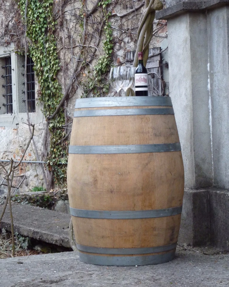 HOLZFASS FASS REGENTONNE WEINFASS REGENFASS WASSERFASS STEHTISCH HOLZ 100 - 300L - Bild 2 von 4