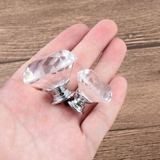 1/10x Clear Drawer DIY Glass 20-40mm Diamond Knobs Cabinet Pull Crystal